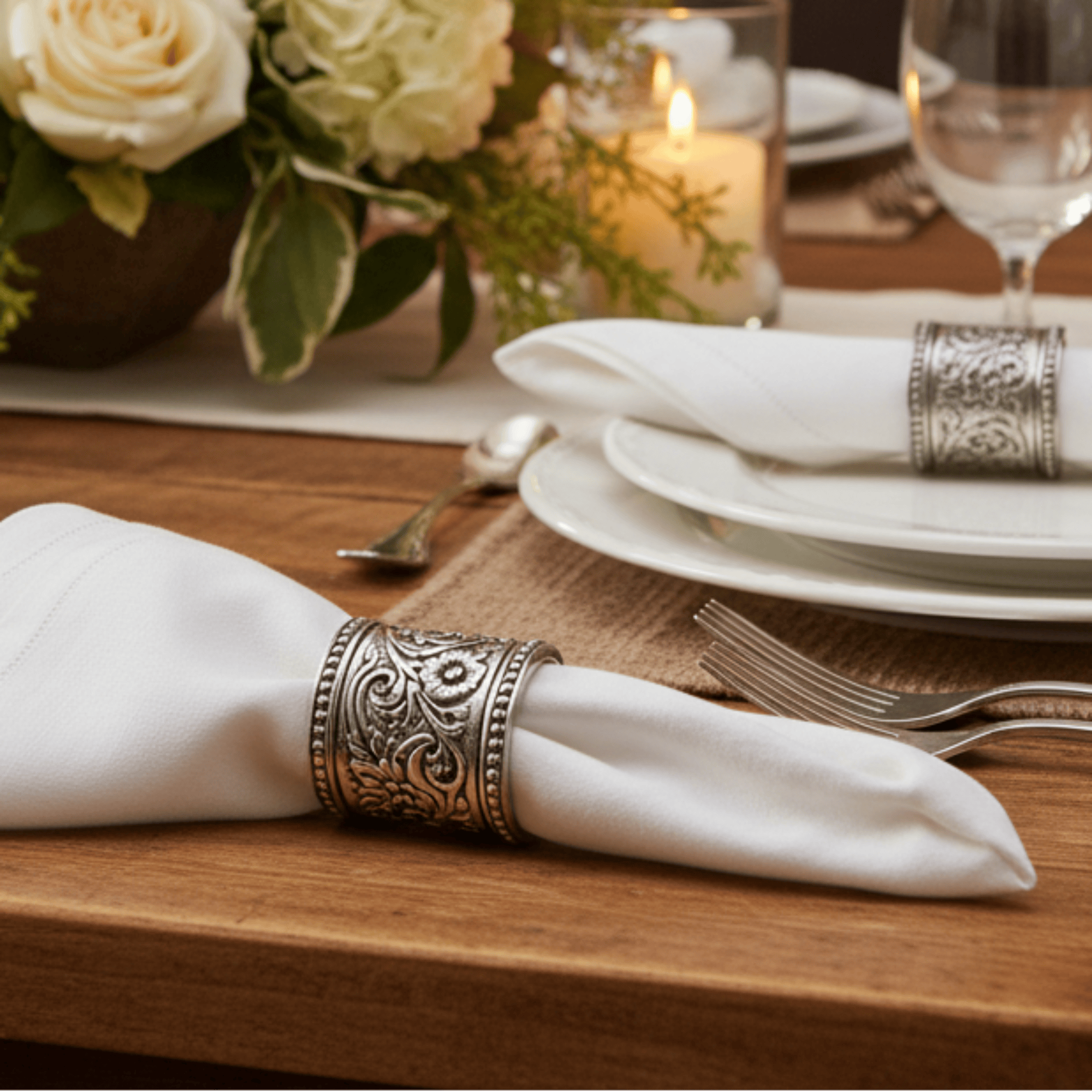 Concho Pattern Napkin Rings Set of 4