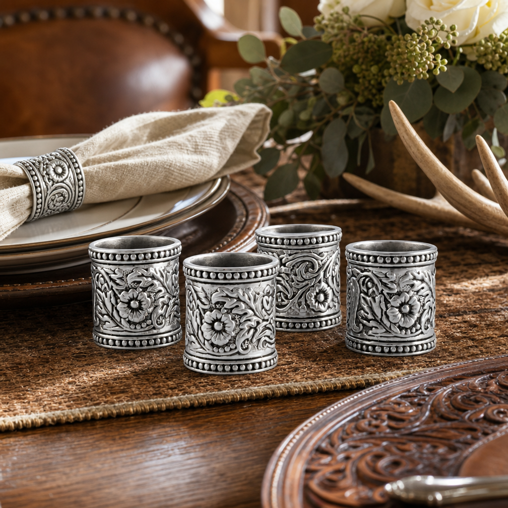 Concho Pattern Napkin Rings Set of 4  