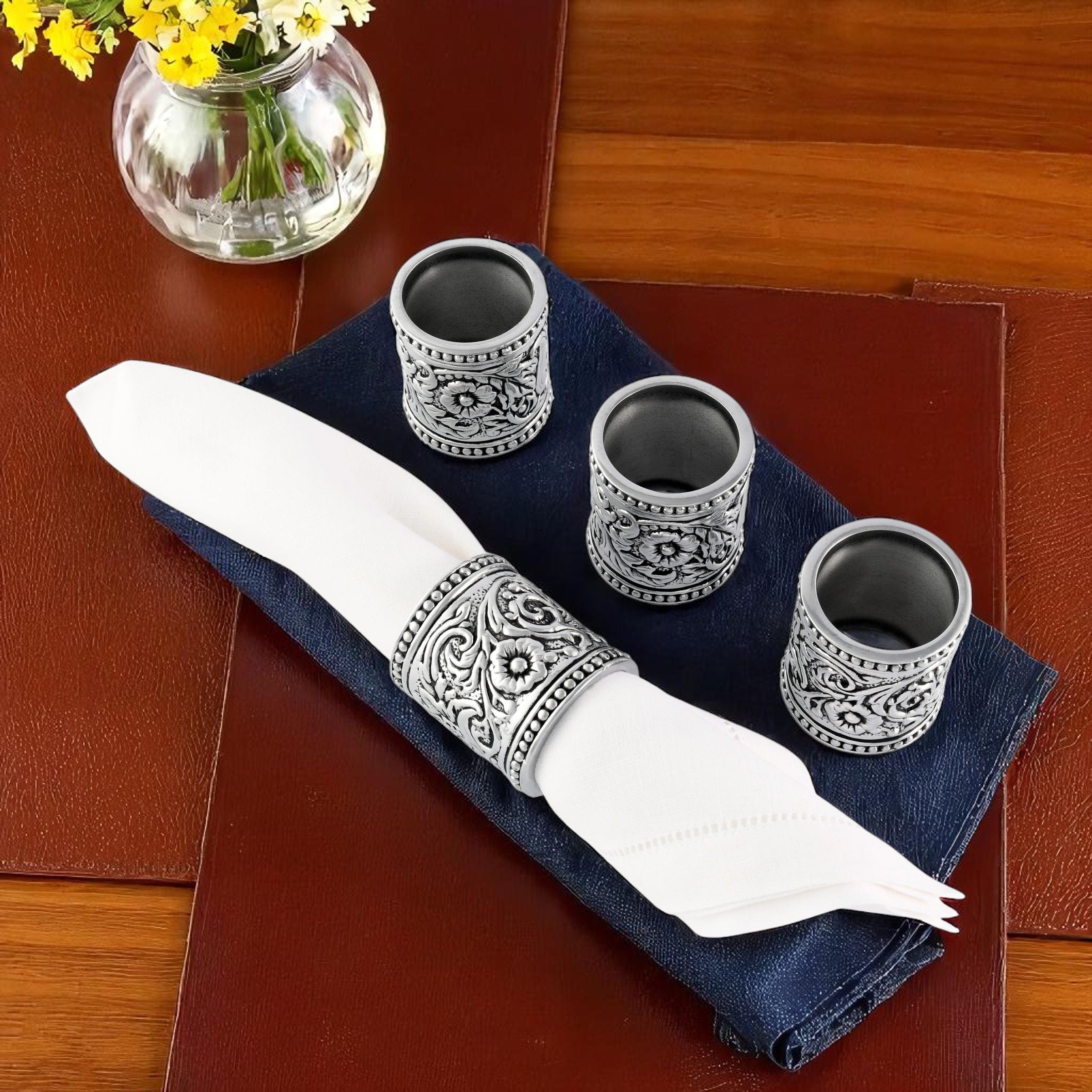 Concho Pattern Napkin Rings Set of 4  