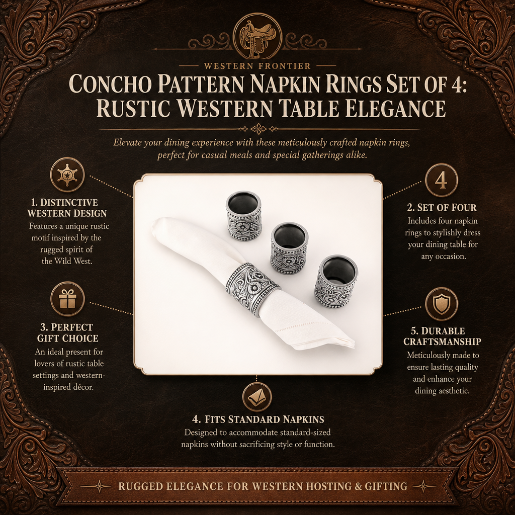 Concho Pattern Napkin Rings Set of 4  