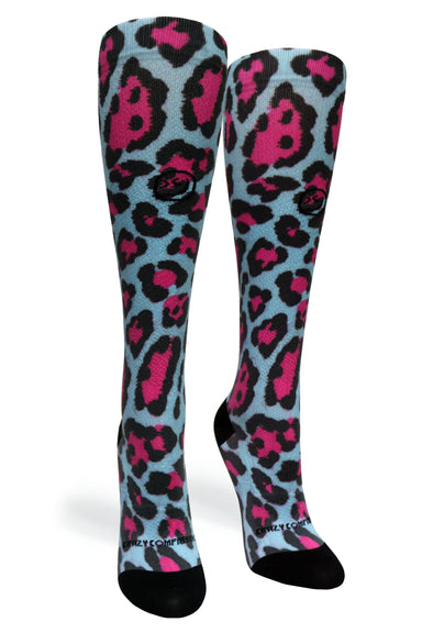 Cheetah Blue Compression Socks - Equine Exchange Tack Shop