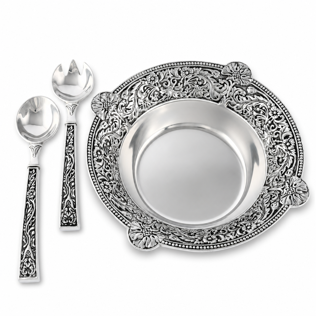 Concho Pattern Salad Bowl with Serving Set  