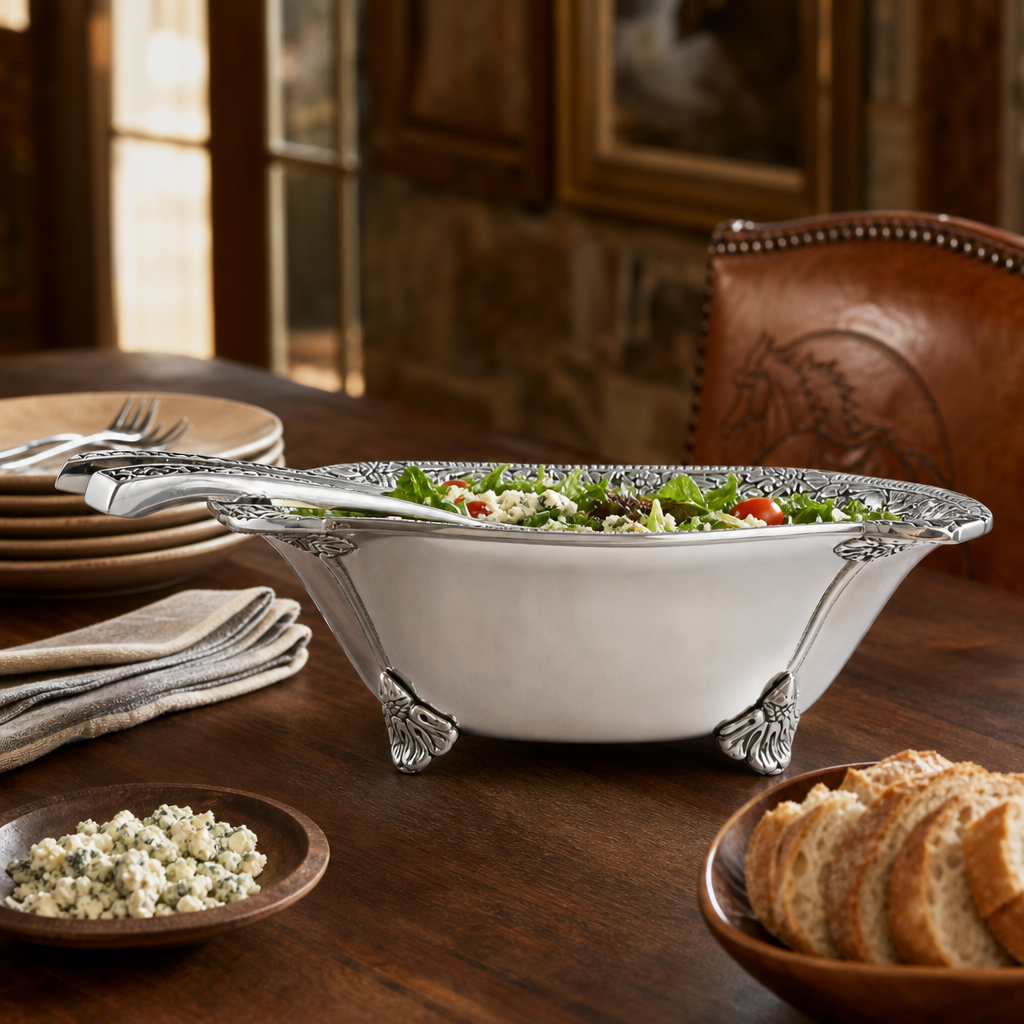 Concho Pattern Salad Bowl with Serving Set  