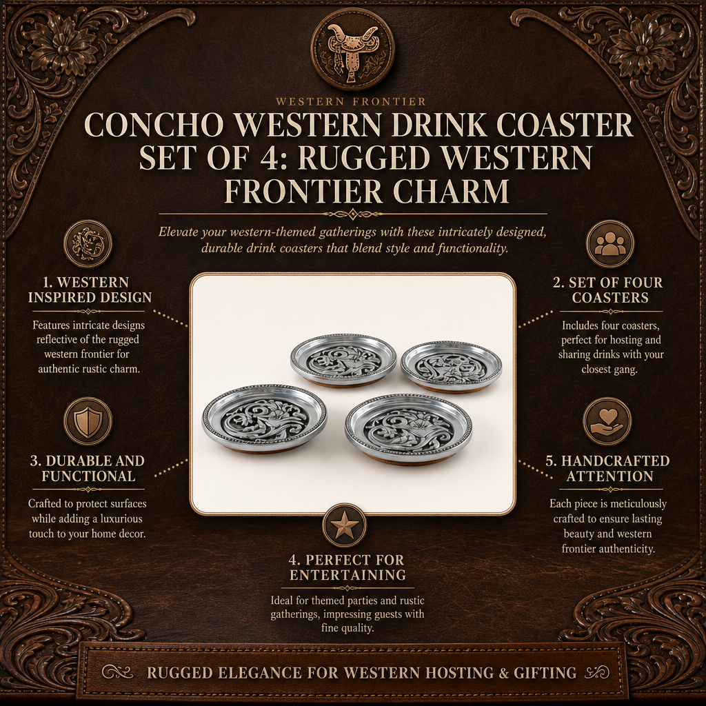 Concho Western Drink Coaster Set of 4  