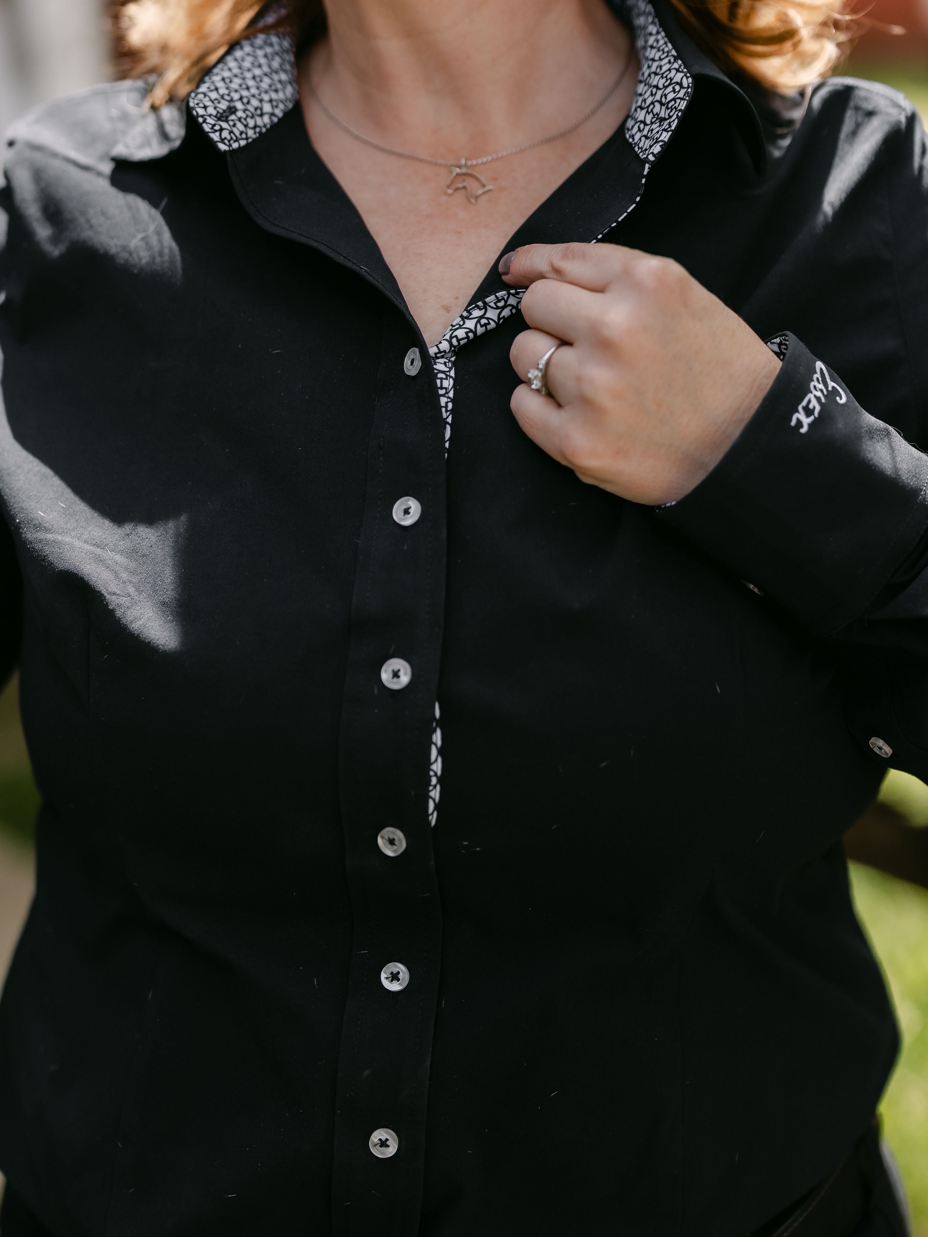 Dora II Schooling Shirt - Black with Bit by Bit Trim