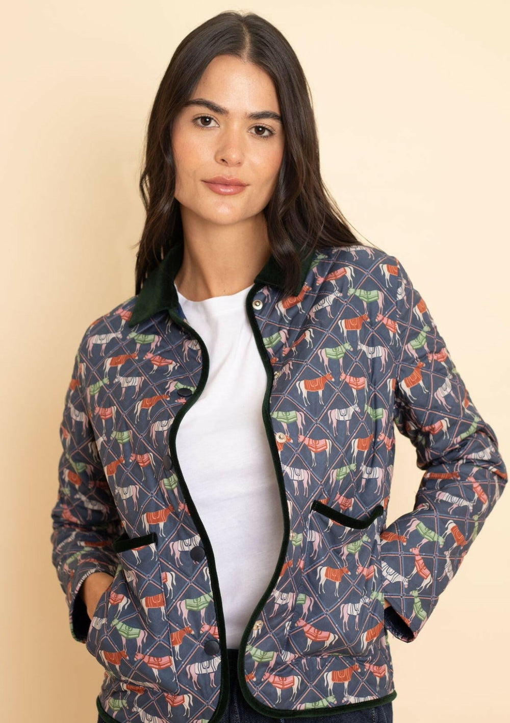 Victory Print Quilted Barn Jacket