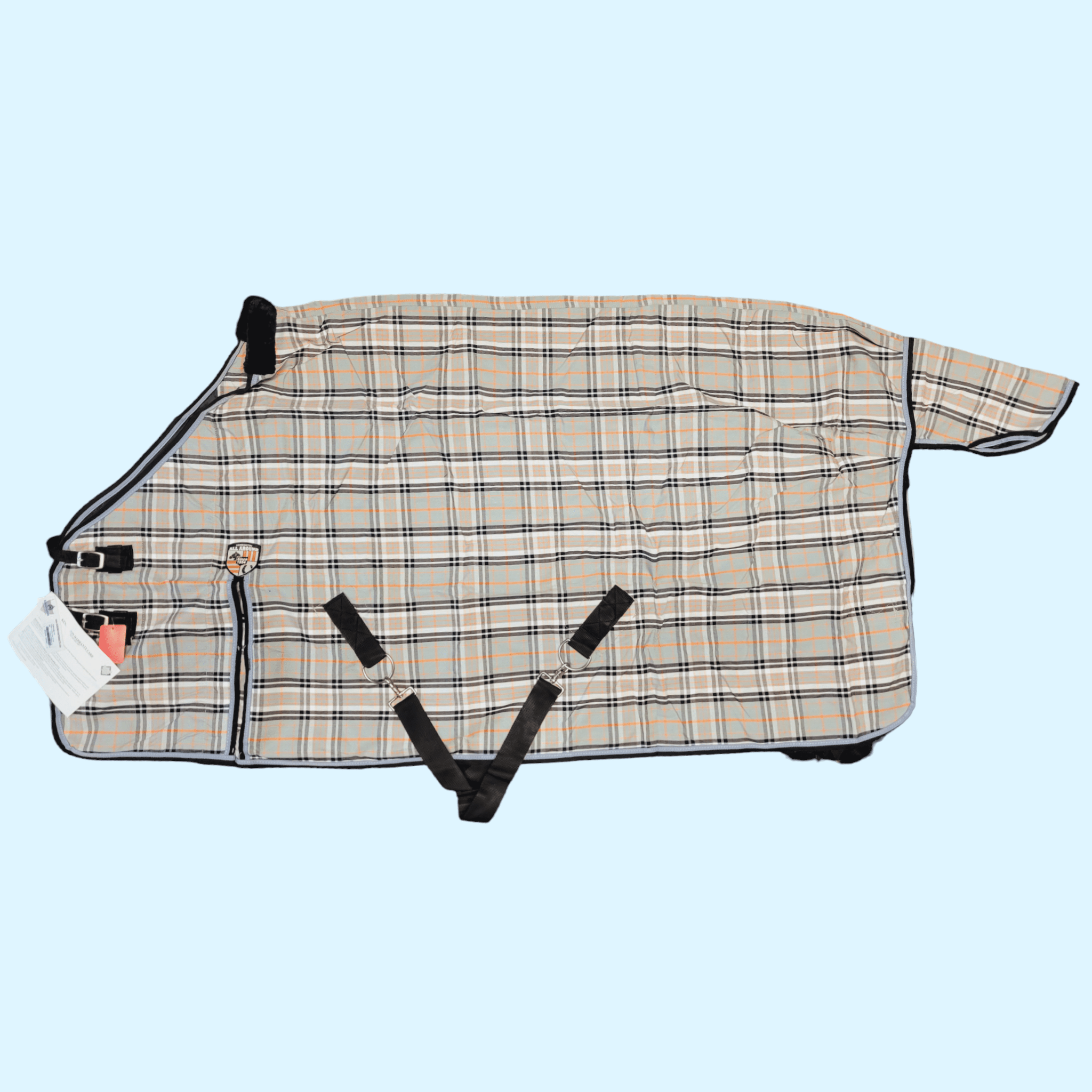 Kensington Cotton Day Sheet in Gray/Black/Orange - 69" NWT - Equine Exchange Tack Shop