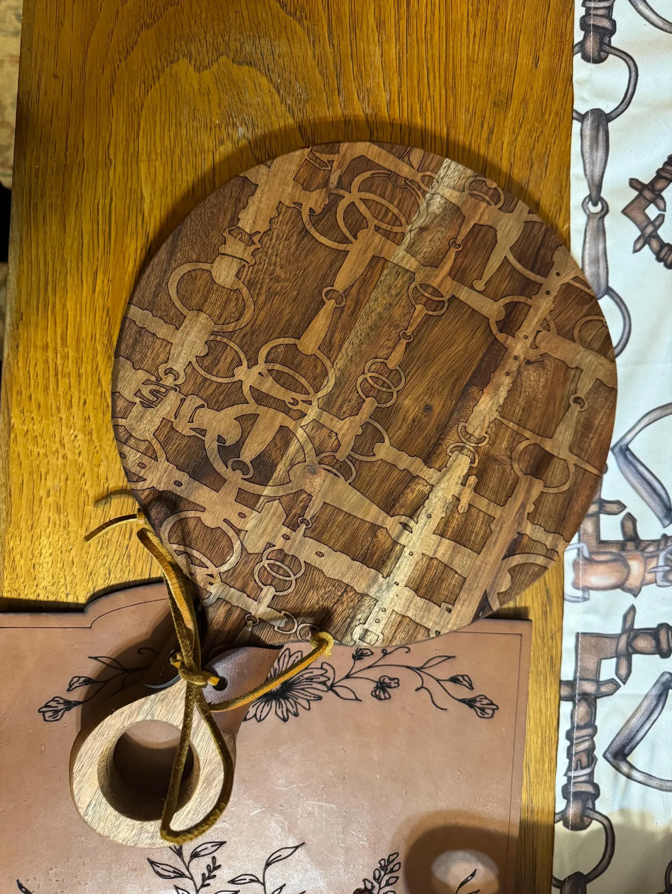 Round Snaffle Bit Engraved Charcuterie Board - Equine Exchange Tack Shop