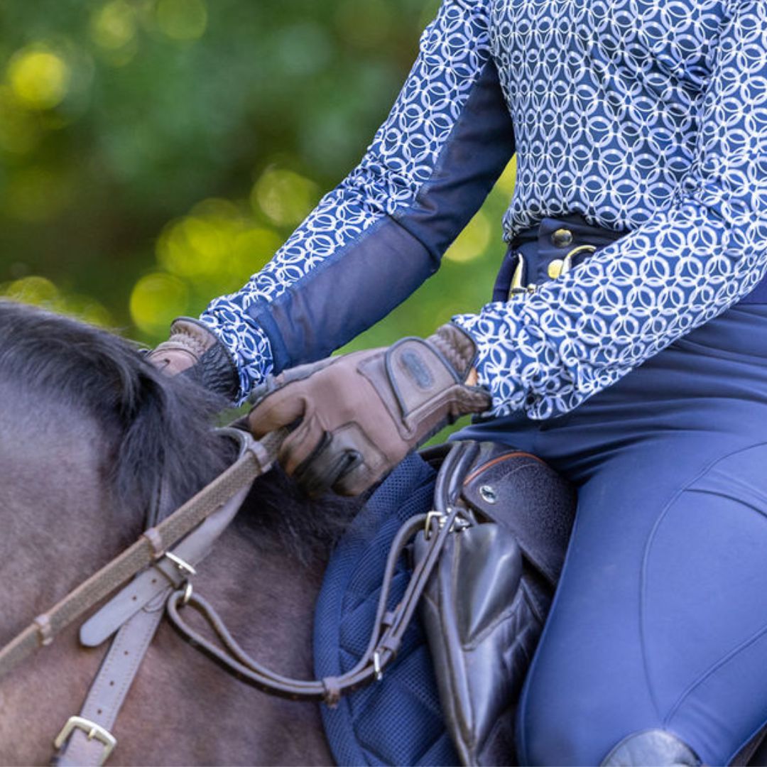 Tackified Copper Tech™️ Leather Premium Riding Glove in Brown - Equine Exchange Tack Shop