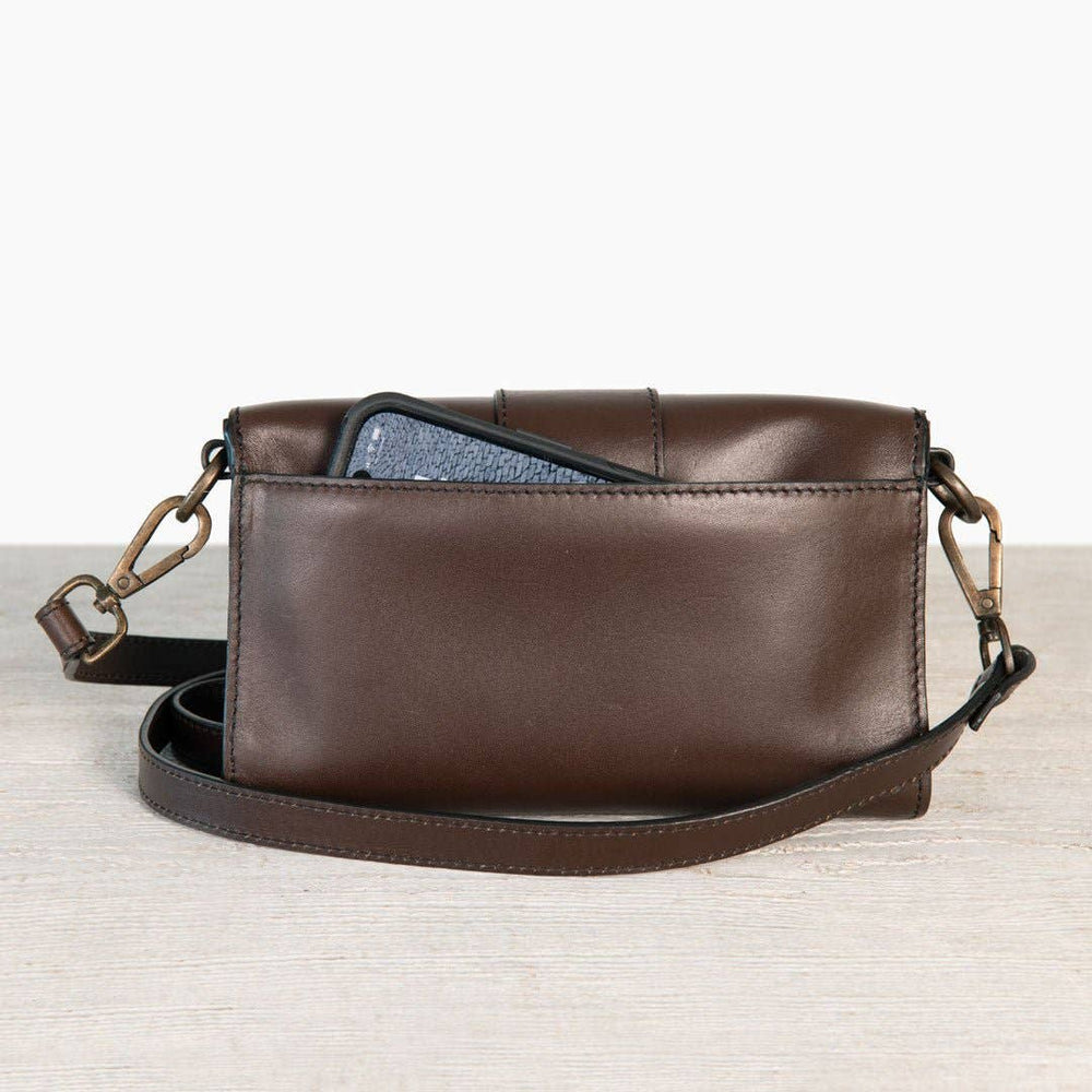 Dalton - Horse Bit Crossbody Luxury Leather Handbag in Deep Brown - Equine Exchange Tack Shop