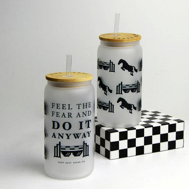 Feel the Fear Glass Tumbler with Bamboo Lid and Straw - Equine Exchange Tack Shop