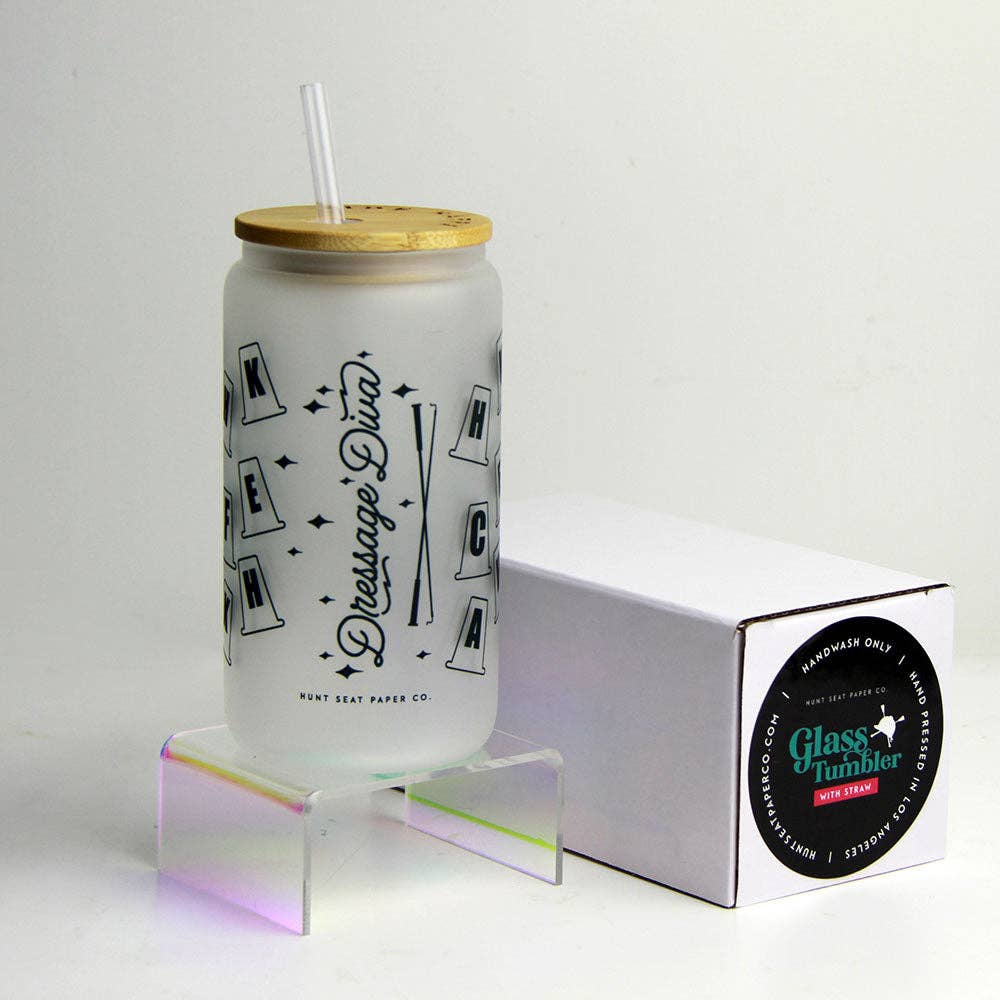 Dressage Diva Glass Tumbler with Bamboo Lid and Straw - Equine Exchange Tack Shop