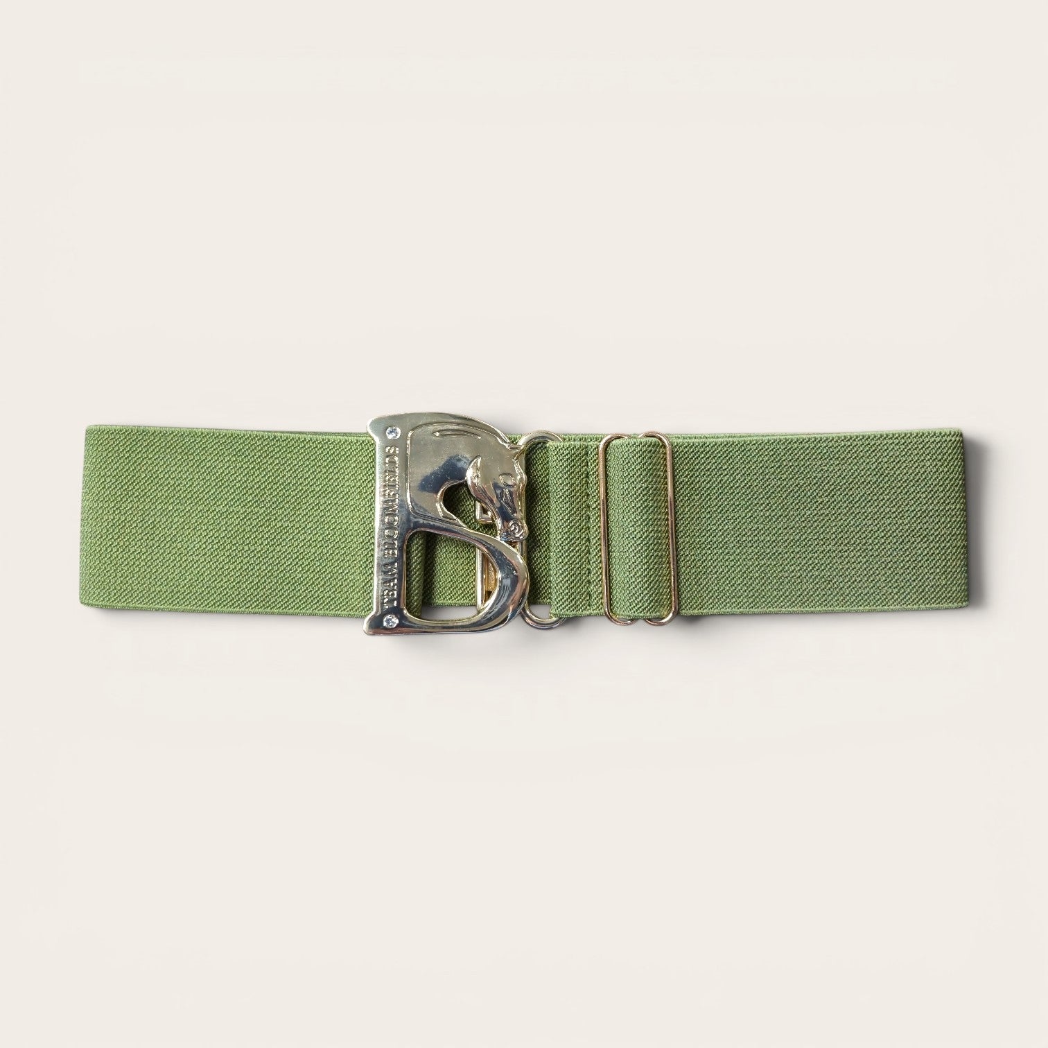 Wide Elastic Belt w/Horse Buckle