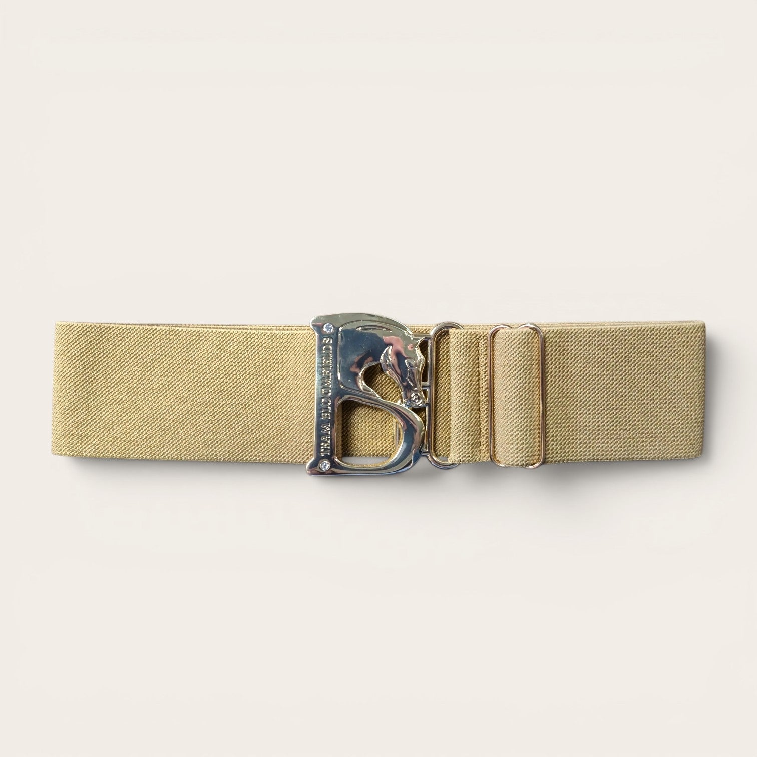 Wide Elastic Belt w/Horse Buckle