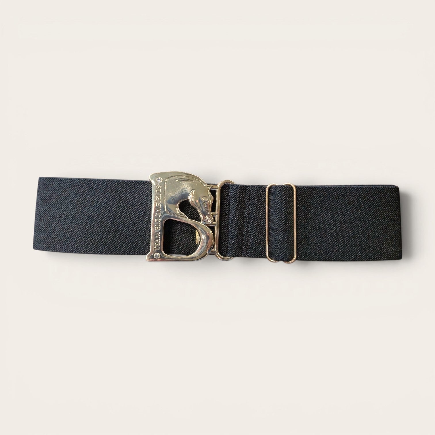 Wide Elastic Belt w/Horse Buckle