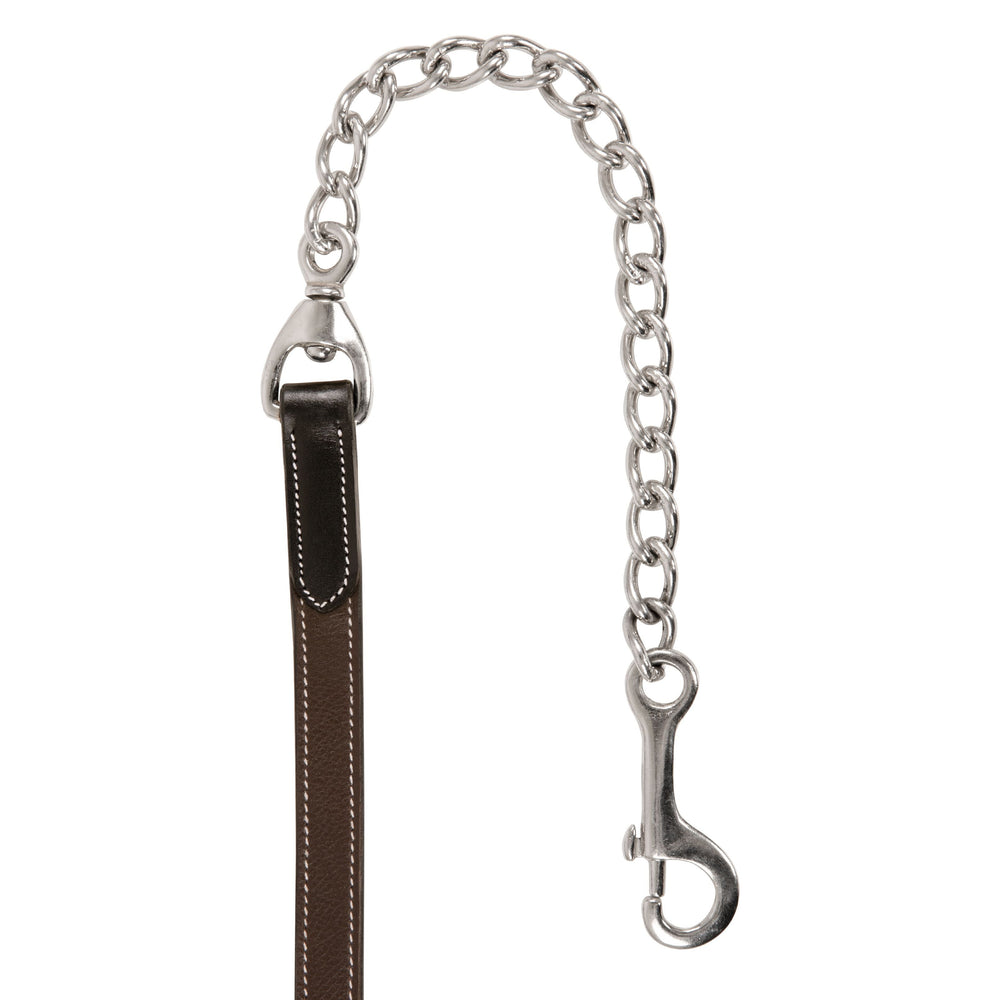 ExionPro Duo-Tone Leather Lead with Chain - Havana - Equine Exchange Tack Shop