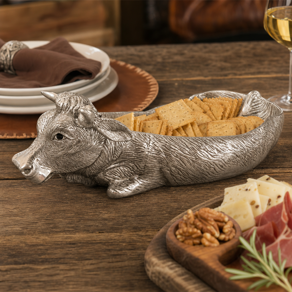 Cow Carving Serving Tray  