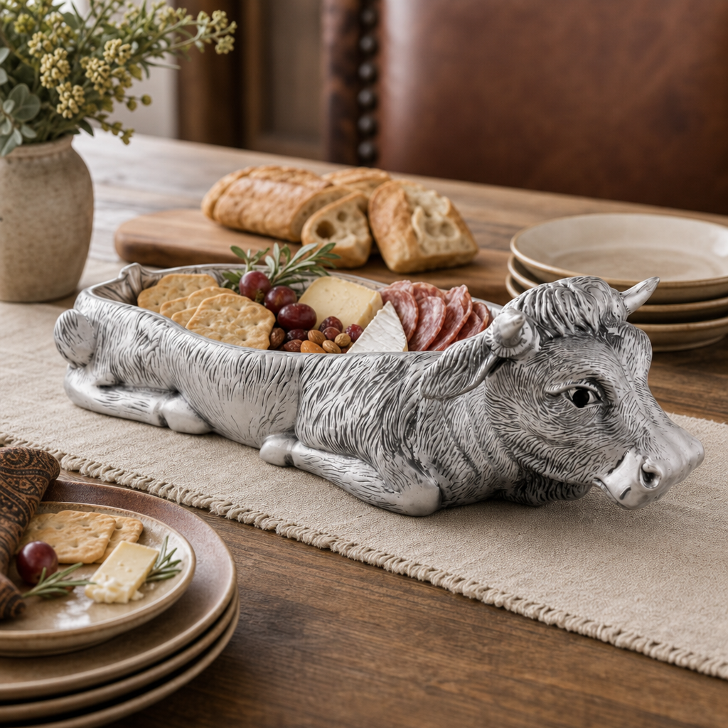 Cow Carving Serving Tray  