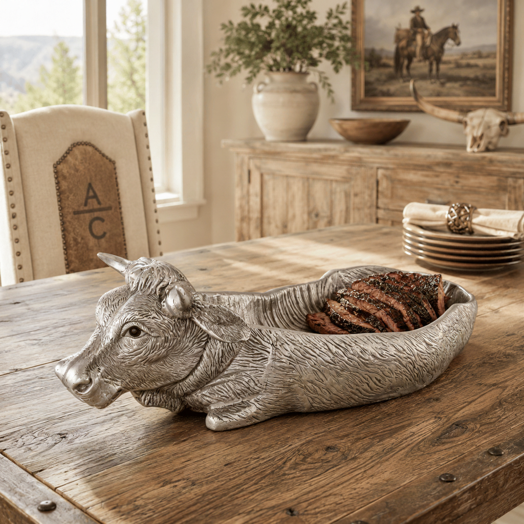 Cow Carving Serving Tray  