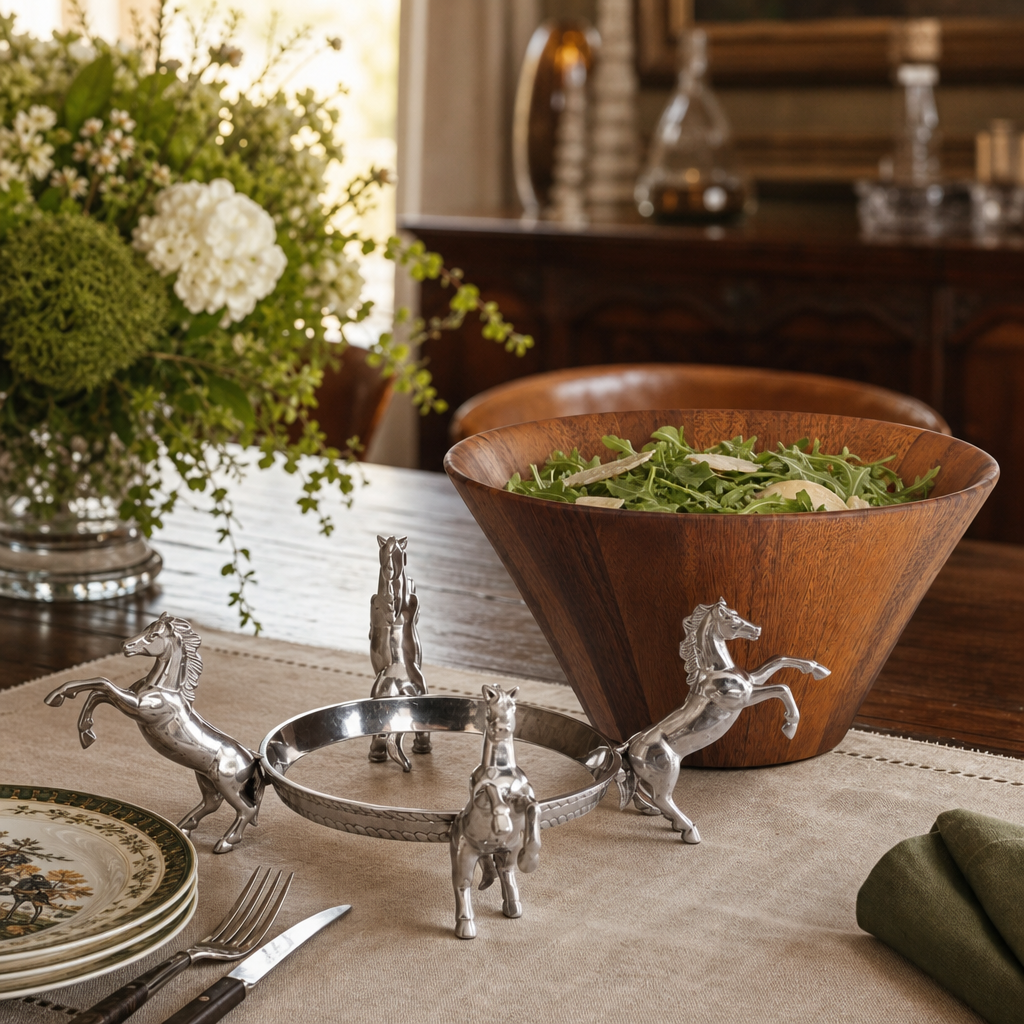 Horse Wood Tall Salad Bowl  