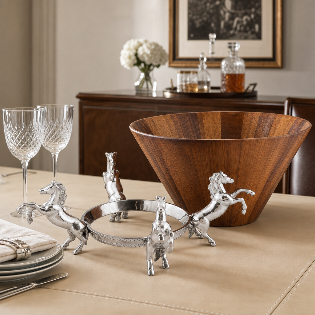 Horse Wood Tall Salad Bowl  
