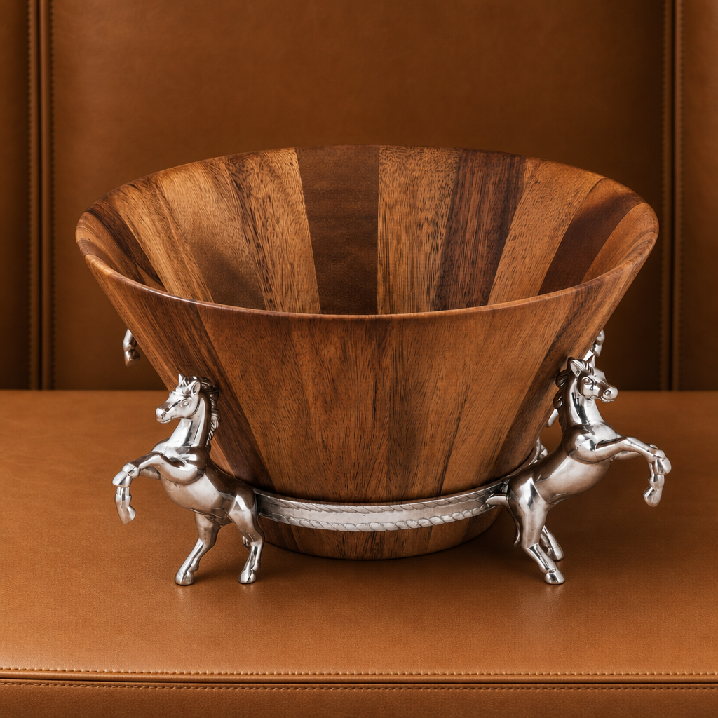 Horse Wood Tall Salad Bowl  