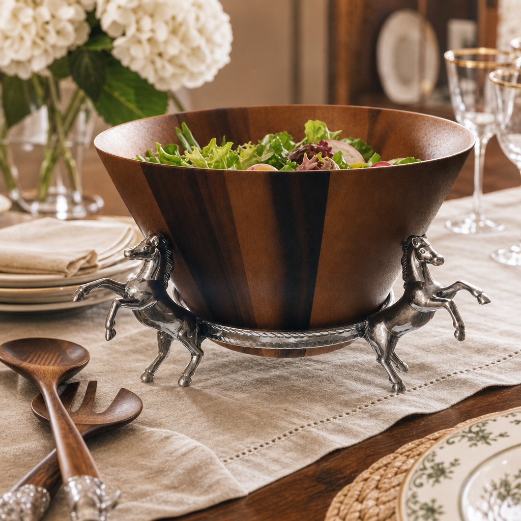 Horse Wood Tall Salad Bowl  