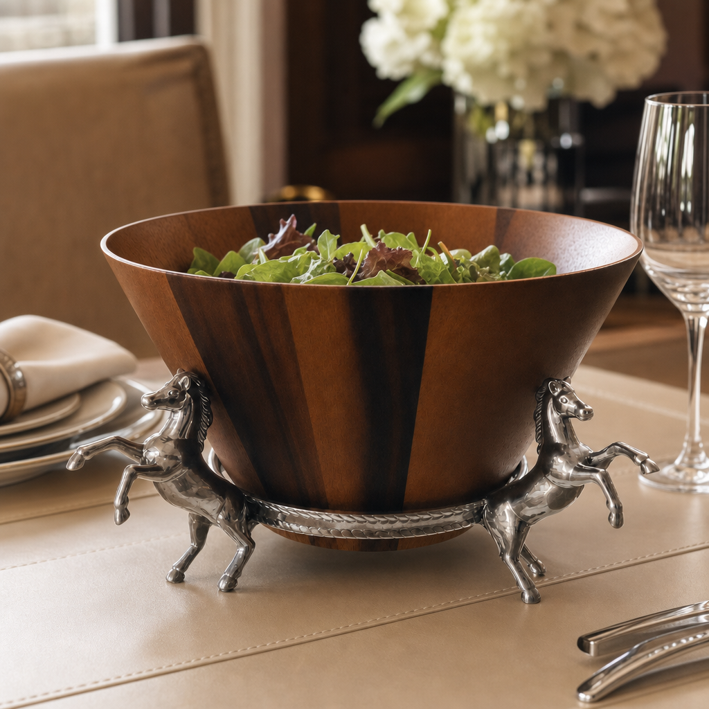 Horse Wood Tall Salad Bowl  
