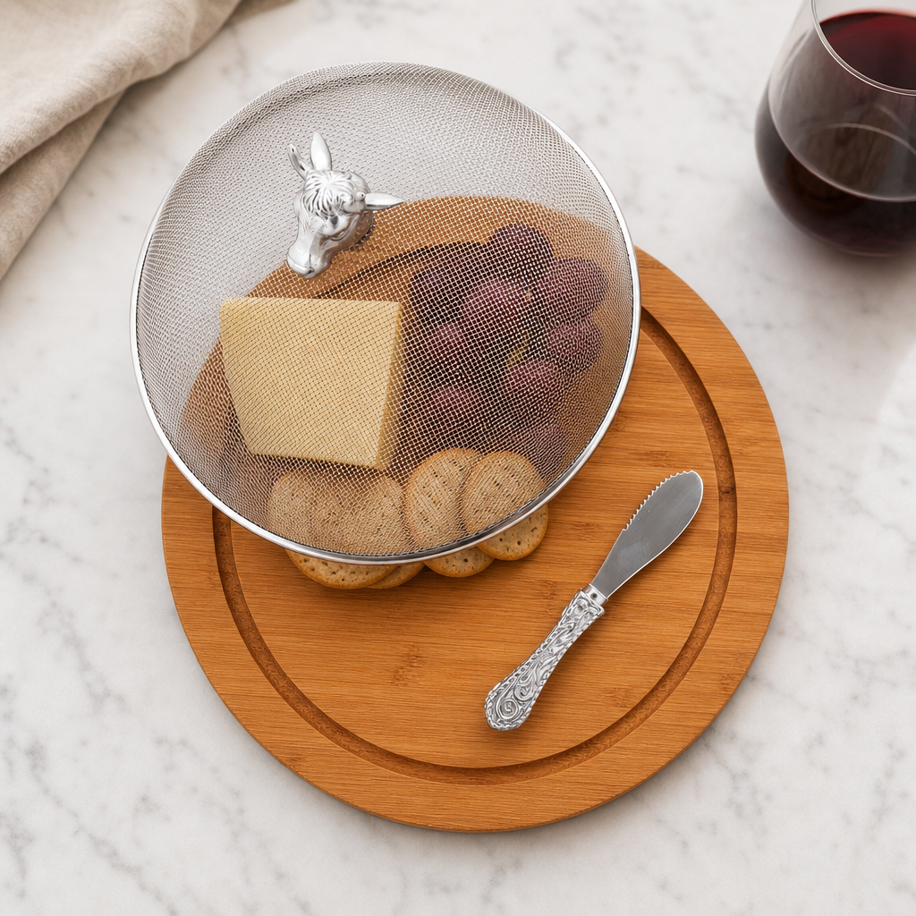 Cow Head 3 Piece Picnic Cheese Board / Spreader  