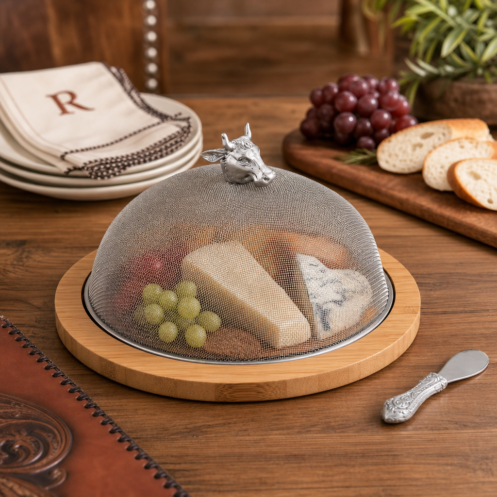 Cow Head 3 Piece Picnic Cheese Board / Spreader  