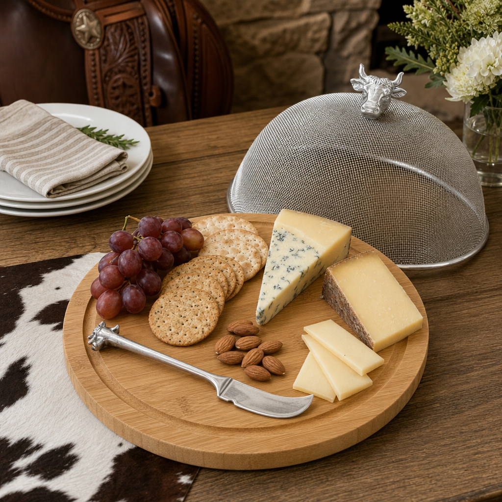 Cow Head 3 Piece Picnic Cheese Board / Spreader  