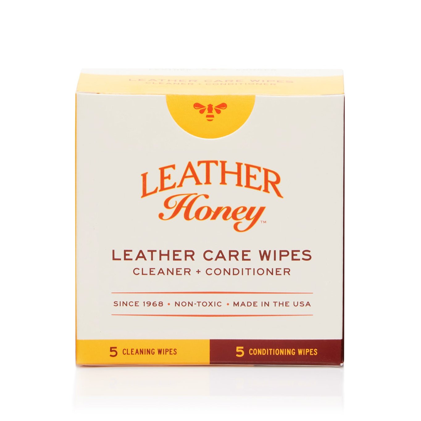 Leather Honey Leather Care Wipes 10-pack, convenient leather care wipes for cleaning and conditioning leather surfaces.