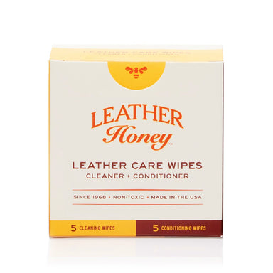 Leather Honey Leather Care Wipes 10-pack, convenient leather care wipes for cleaning and conditioning leather surfaces.