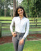 Cool and Comfortable White Sun Shirt with Glitter Bars - Equine Exchange Tack Shop