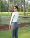 Cool and Comfortable White Sun Shirt with Glitter Bars - Equine Exchange Tack Shop