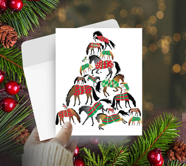 Christmas Card - Horse Christmas Tree  