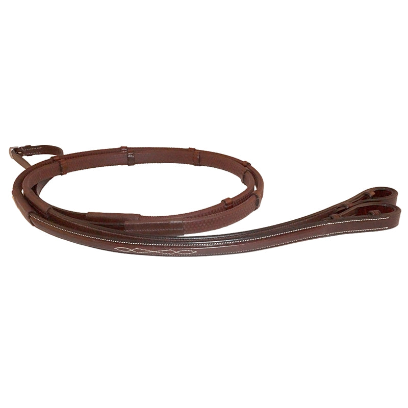 Square Raised Fancy Stitched Rubber Reins w/Stops