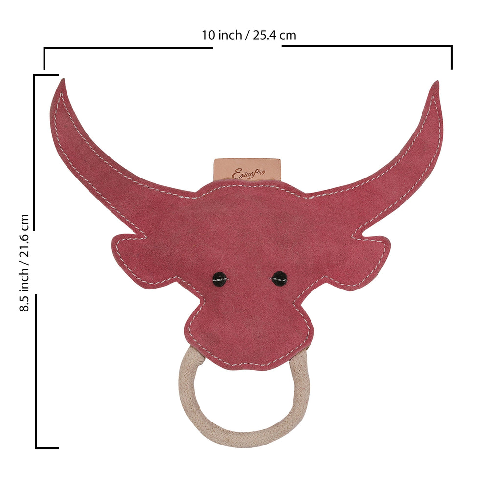 ExionPro Natural Leather Bull Dog Toy with Non Toxic Fiber Stuffing- Pink Color - Equine Exchange Tack Shop