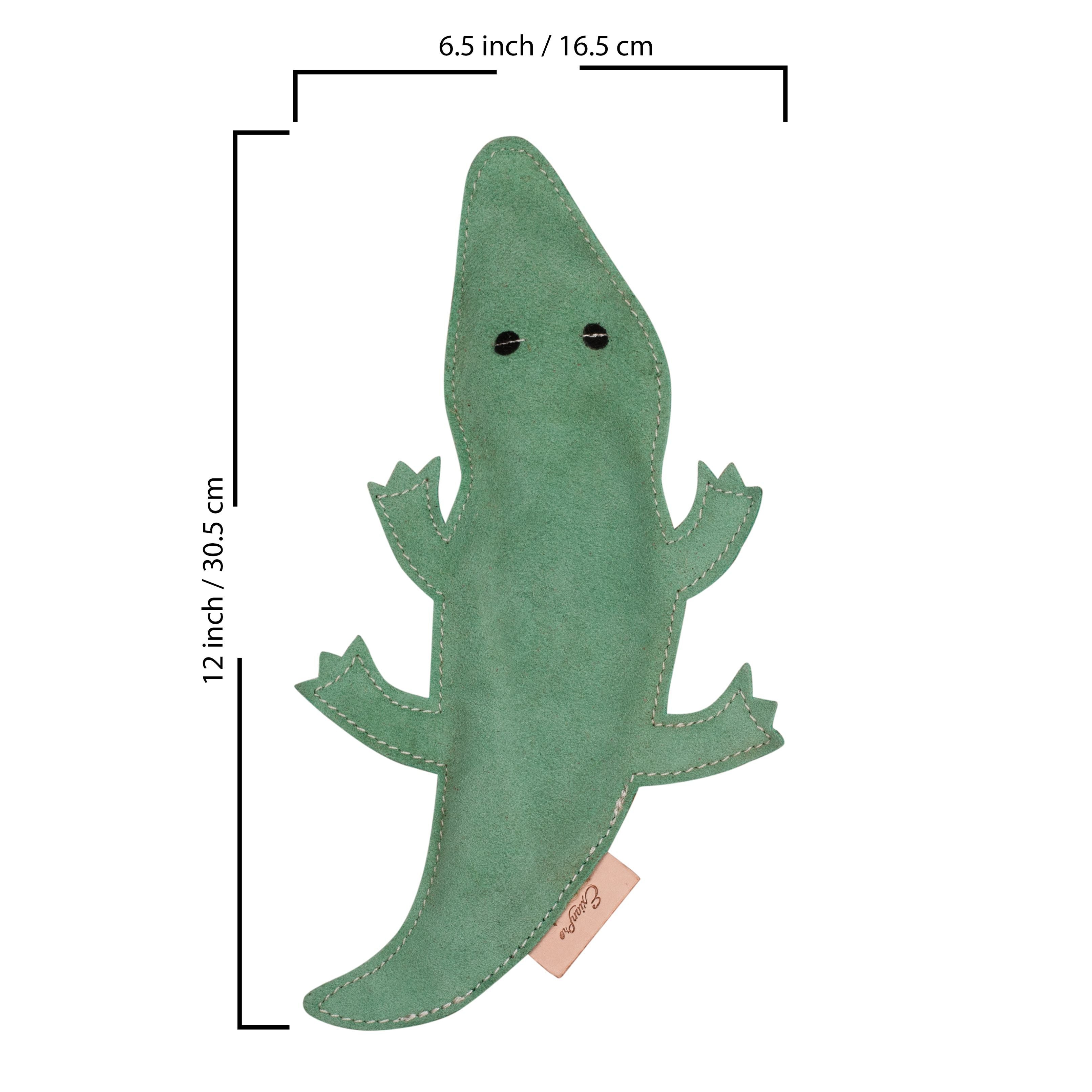 ExionPro Natural Leather Crocodile Dog Toy with Non Toxic Fiber Stuffing- Green Color - Equine Exchange Tack Shop