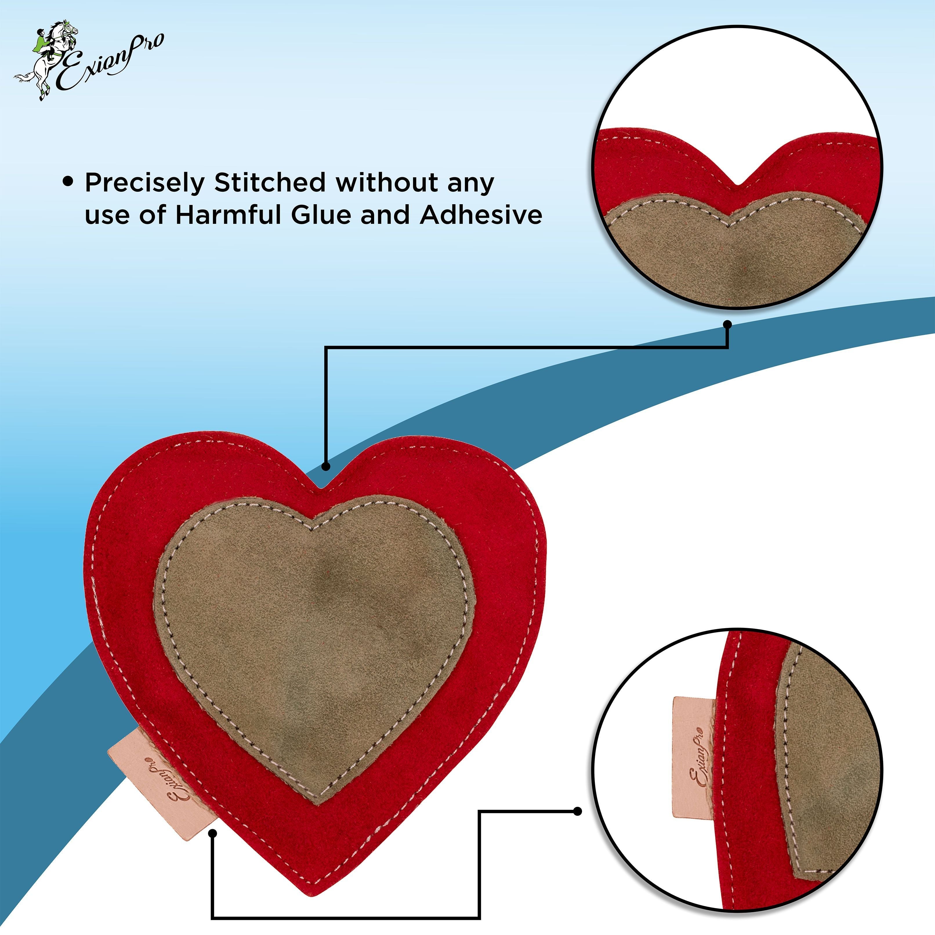 ExionPro Natural Leather Heart Dog Toy with Non Toxic Fiber Stuffing - Red Color - Equine Exchange Tack Shop