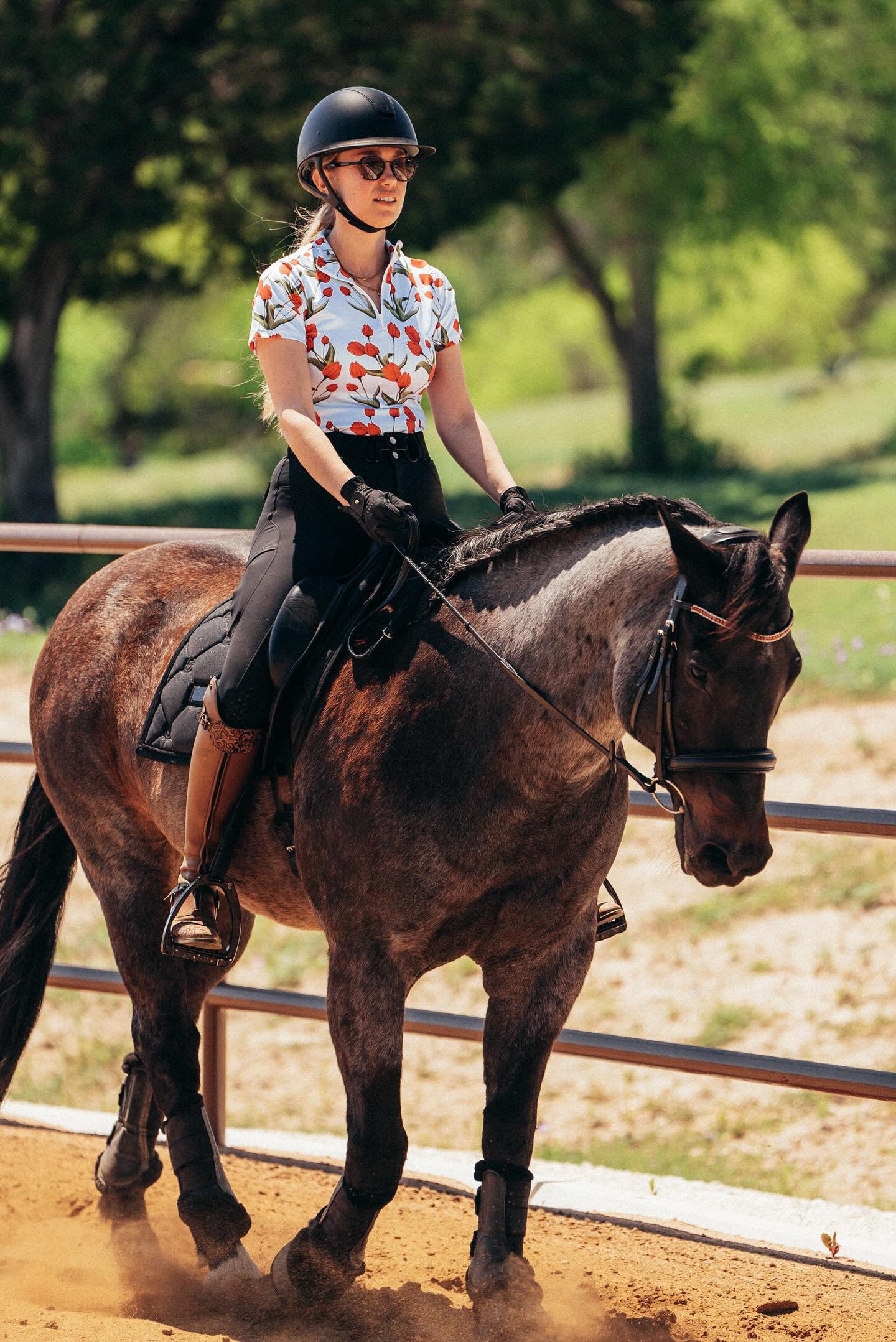 D. D. Prints with a Purpose PETALS FOR PARKINSON'S Short Sleeved Training Shirt - Equine Exchange Tack Shop