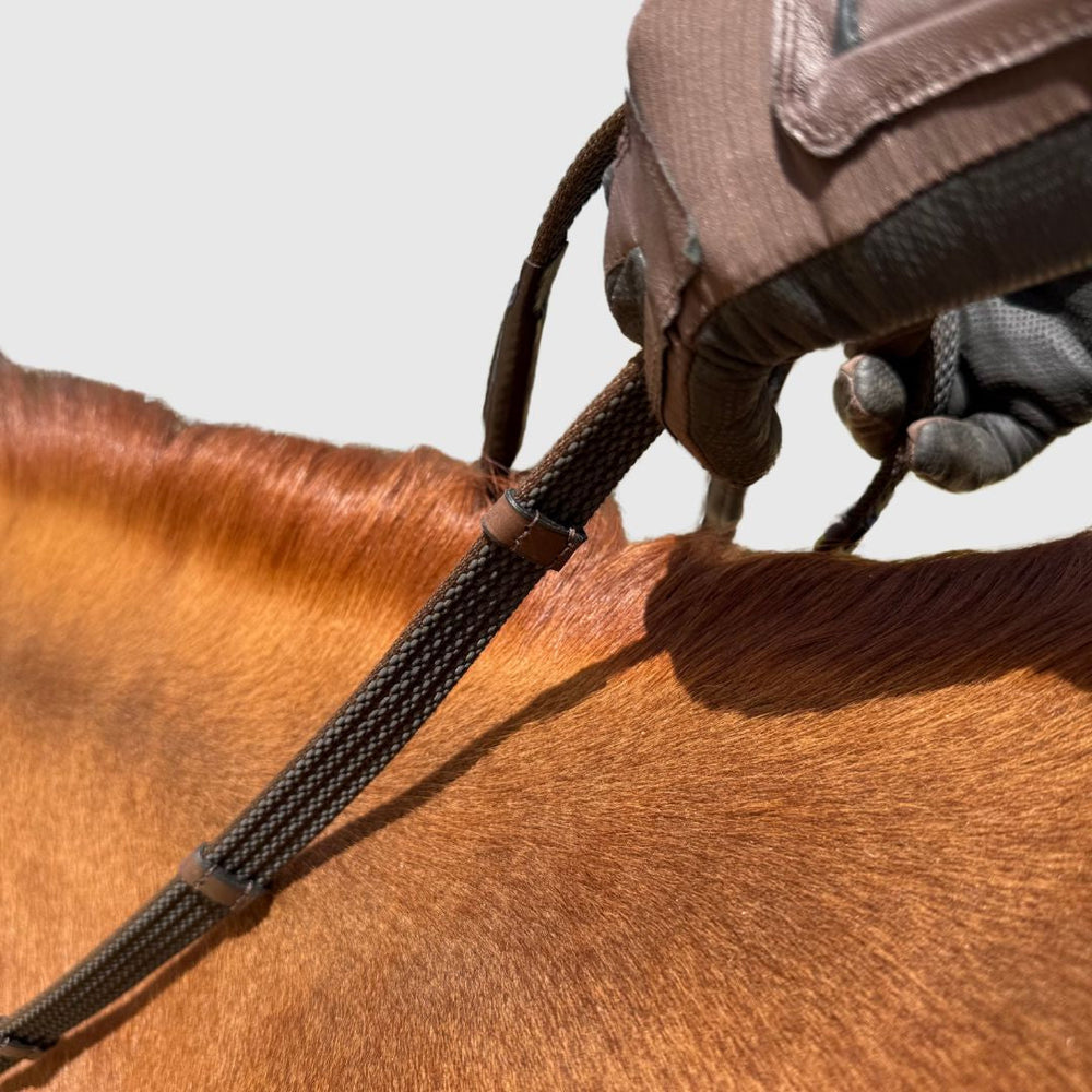 Sure Grip Rubber Reins with 4" Rein Stops-Superb Slim Rubber Woven Grip - Equine Exchange Tack Shop