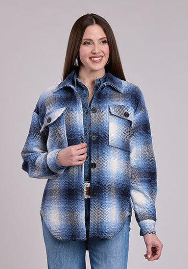 Ladies Plaid Oversized Shirt Jacket - Equine Exchange Tack Shop