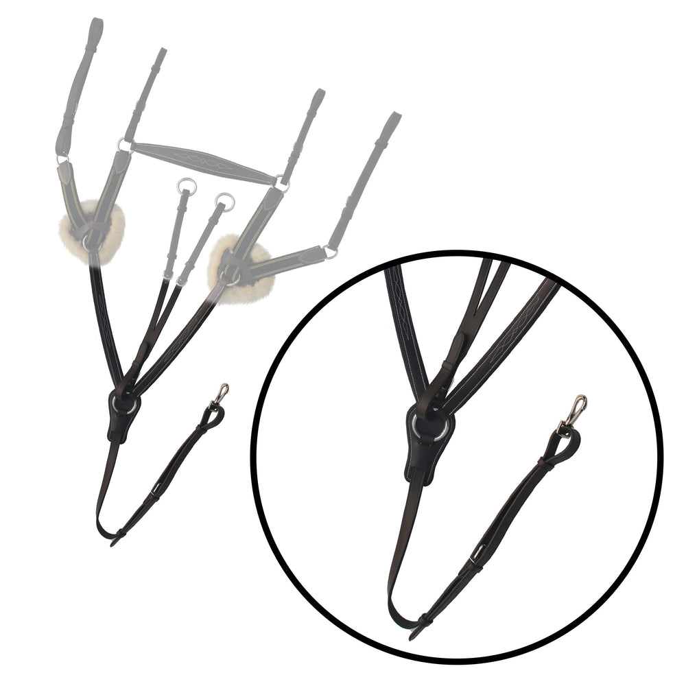 ExionPro 5 Point Breastplate with Sheepskin Padding - Navy Blue Elastic & Yellow Line - Equine Exchange Tack Shop