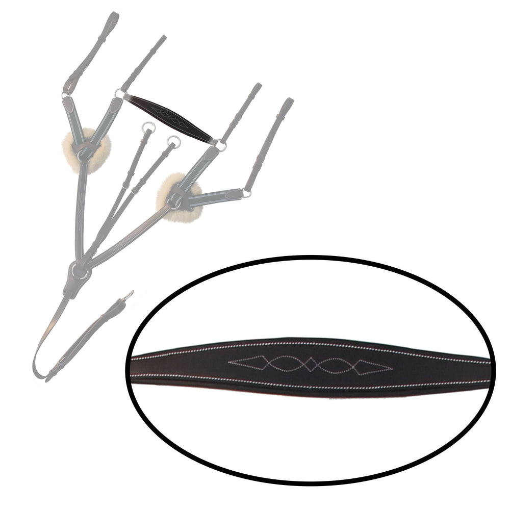 ExionPro 5 Point Breastplate with Sheepskin Padding - Green Elastic & White Lines - Equine Exchange Tack Shop