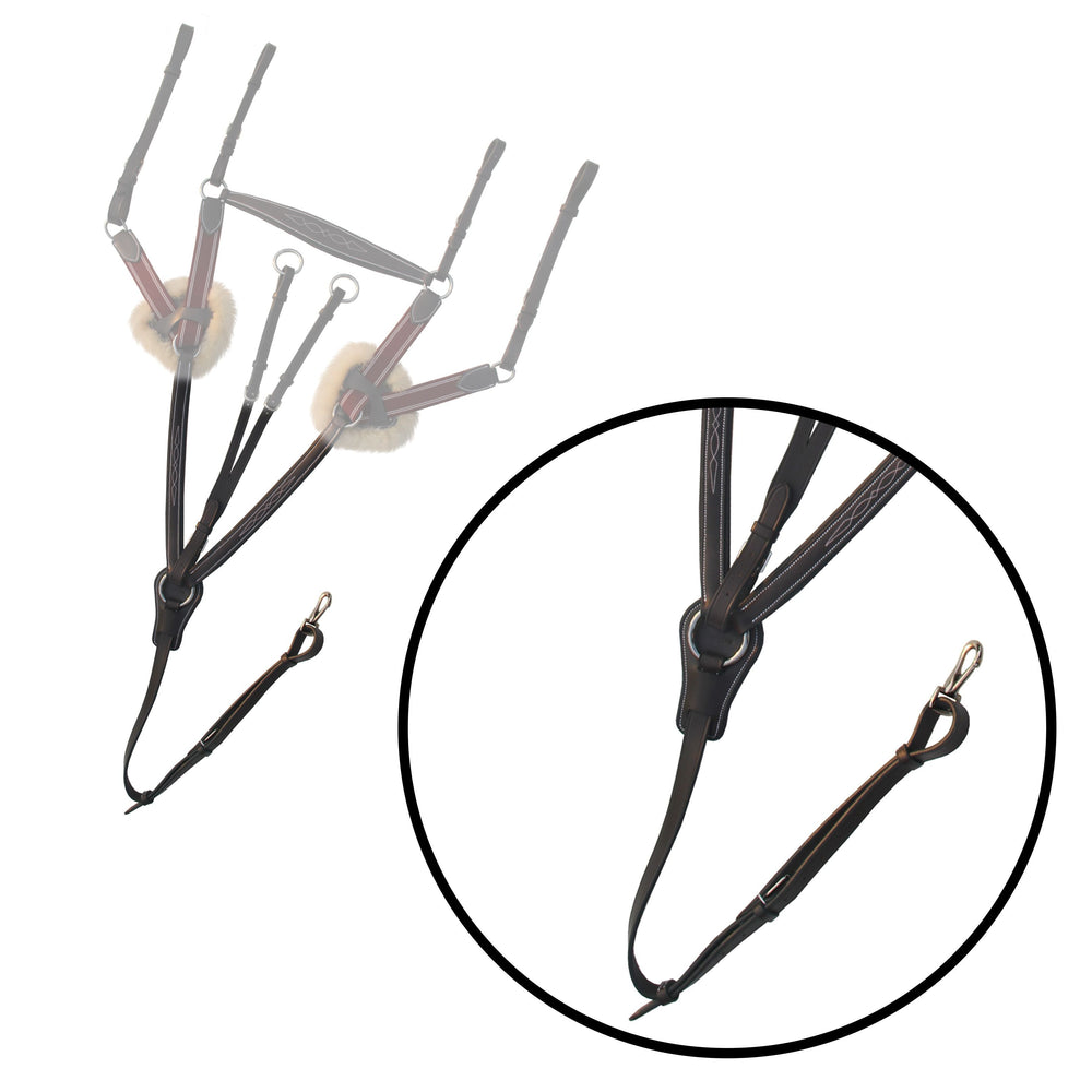 ExionPro 5 Point Breastplate with Sheepskin Padding - Burgundy Elastic & White Strips - Equine Exchange Tack Shop