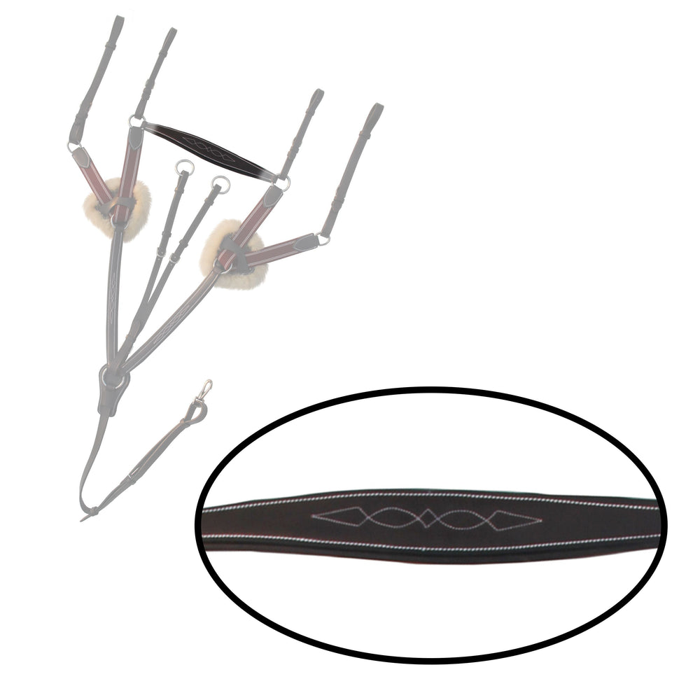 ExionPro 5 Point Breastplate with Sheepskin Padding - Burgundy Elastic & White Strips - Equine Exchange Tack Shop