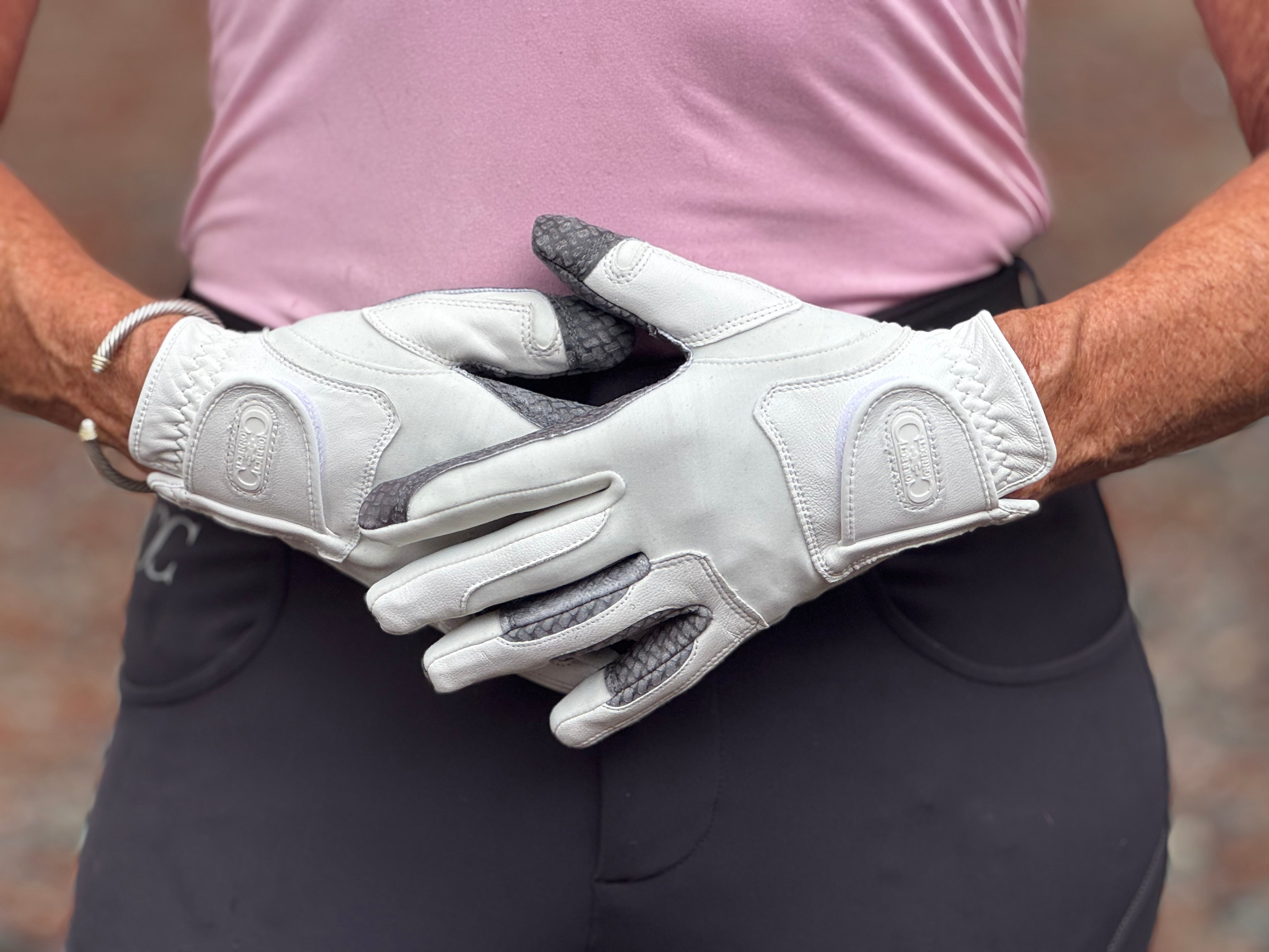 Oil-Tac Coppertech Leather Premium Riding Glove in White - Equine Exchange Tack Shop
