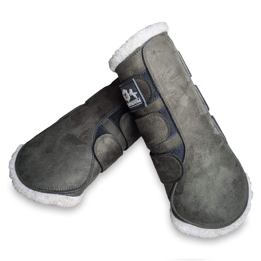 Sage Green Suede Brushing Boots - Equine Exchange Tack Shop
