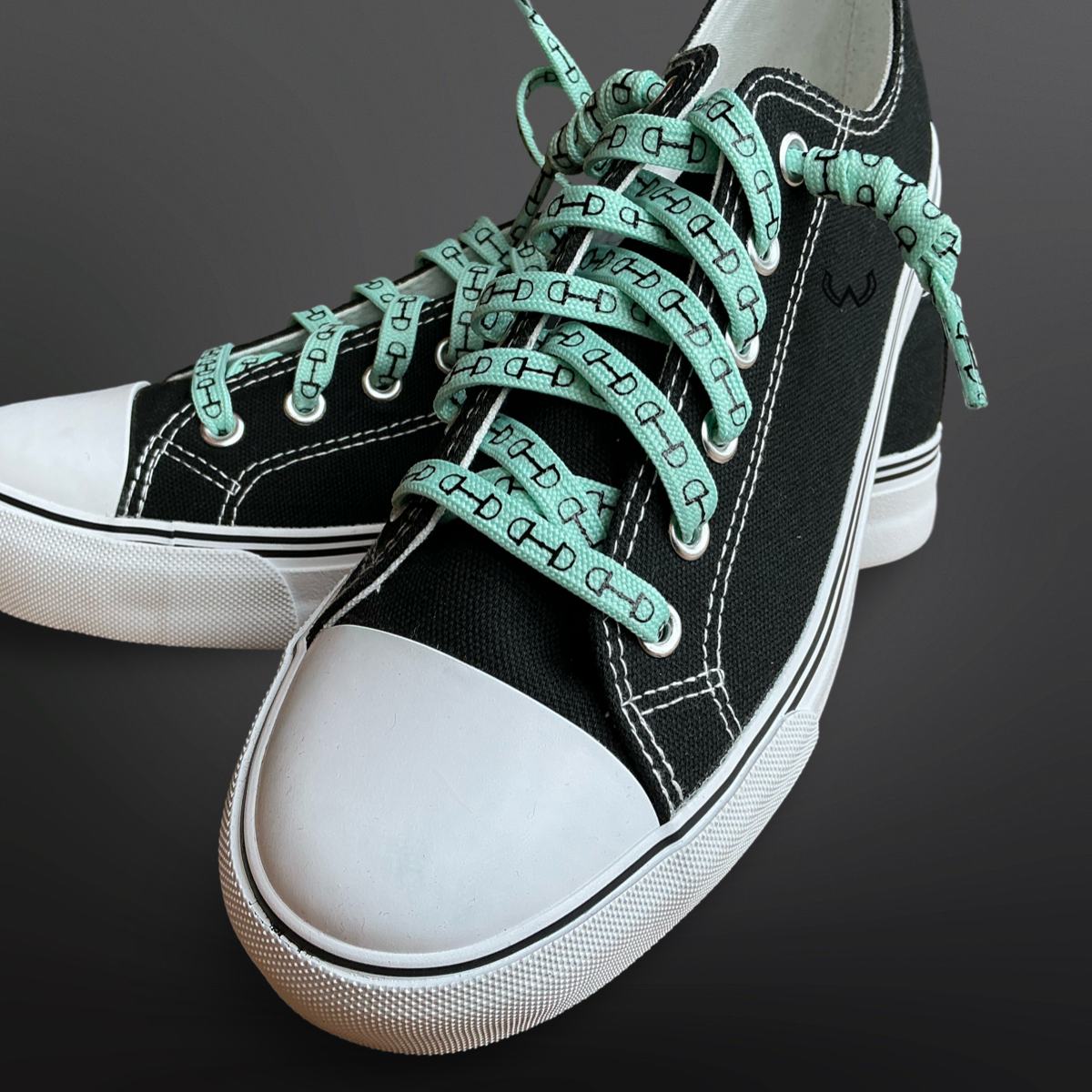 Western Equestrian Snaffle Bit Print Shoelaces 45”: White w/ Pink Print - Equine Exchange Tack Shop